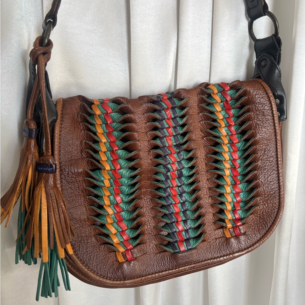 Frye Leather Woven Messenger Bag Mid 2010’s - Picture 2 of 8